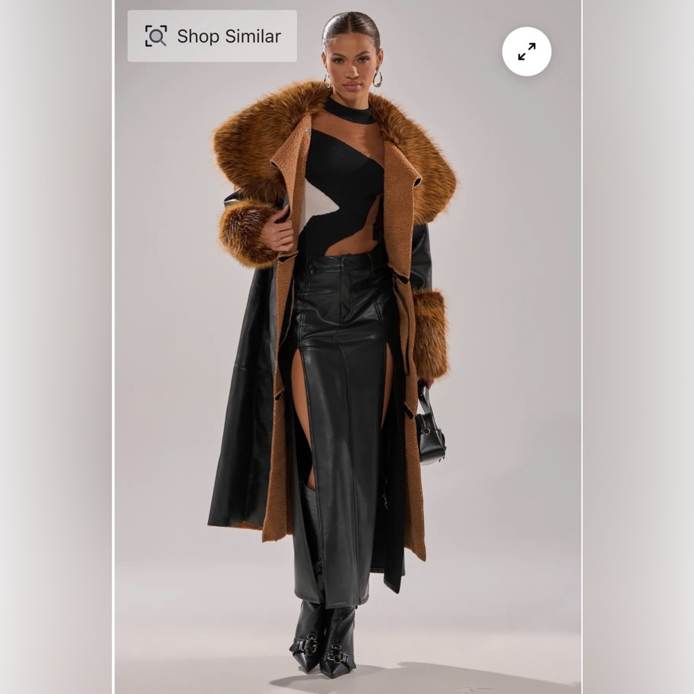 Fur Trim Trench Coat - Size Medium - Picture 3 of 8